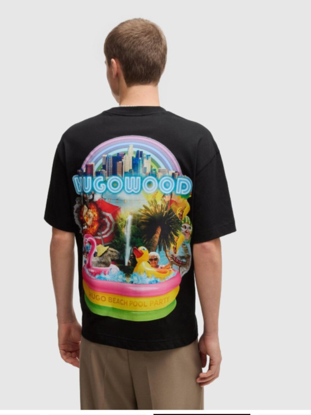 Hugo Boss Duwood. Hugowood Beach Pool Party Tee Shirt Short Sleeves Black NWT